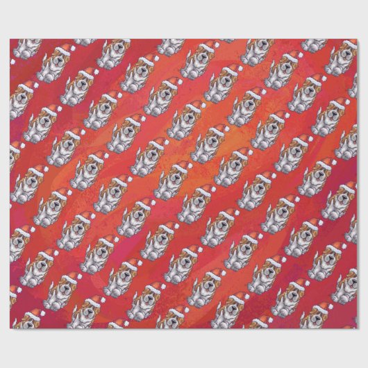 Sint-Bernard in Pet Pattern op Red Cadeaupapier (Vlak)