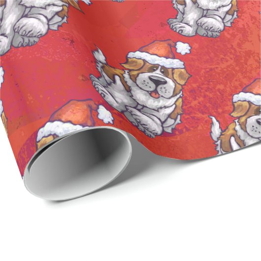 Sint-Bernard in Pet Pattern op Red Cadeaupapier (Rol Hoek)