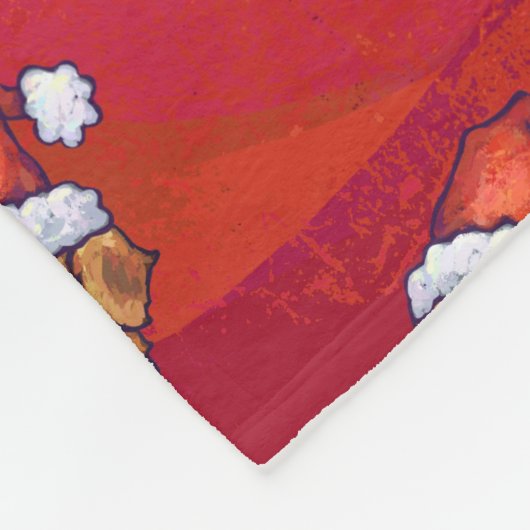 Sint-Bernard in Pet Pattern op Red Fleece Deken (Hoek)