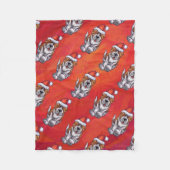 Sint-Bernard in Pet Pattern op Red Fleece Deken (Voorkant)