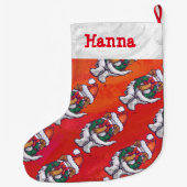 Sint-Bernard in Pet Pattern op Red Grote Kerstsok (Achterkant)