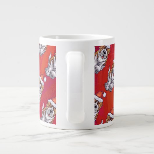 Sint-Bernard in Pet Pattern op Red Grote Koffiekop (Achterkant)