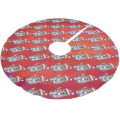 Sint-Bernard in Pet Pattern op Red Kerstboom Rok (Gekanteld)