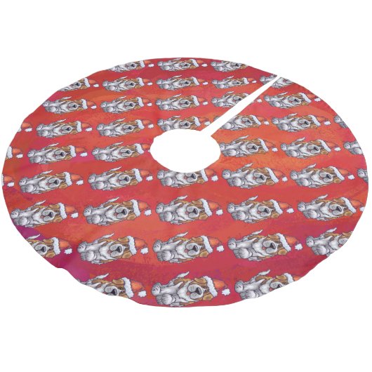 Sint-Bernard in Pet Pattern op Red Kerstboom Rok (Gekanteld)