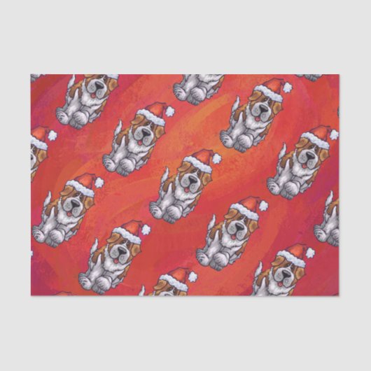 Sint-Bernard in Pet Pattern op Red Tissuepapier (Voorkant)