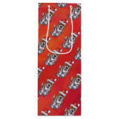 Sint-Bernard in Pet Pattern op Red Wijn Cadeautas (Voorkant)