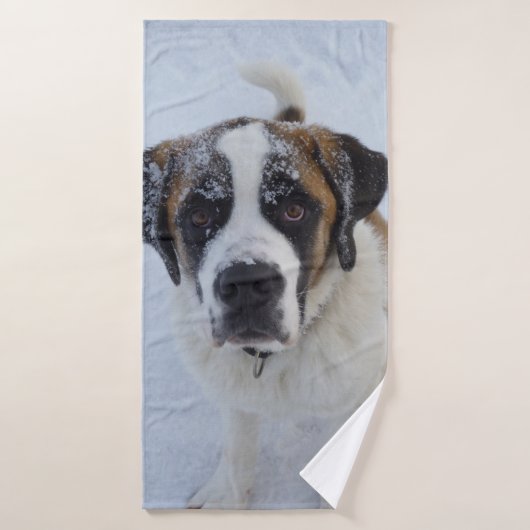 Sint-bernard in sneeuw badhanddoek (Badhanddoek)