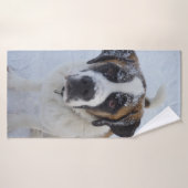 Sint-bernard in sneeuw badhanddoek (Badhanddoek)