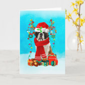 Sint Bernard in sneeuw met kerstcadeaus Kaart (Gele Bloem)