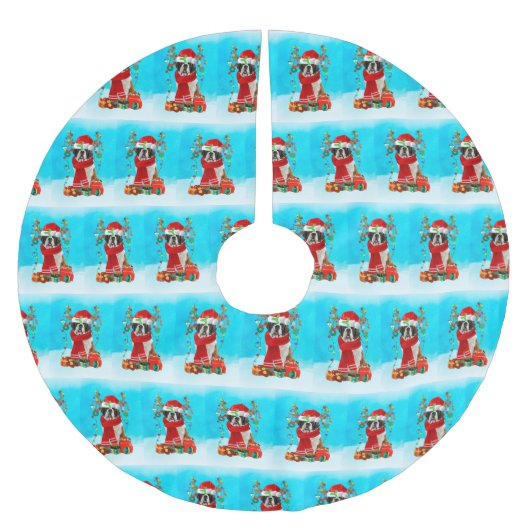 Sint Bernard in sneeuw met kerstcadeaus Kerstboom Rok (Voorkant)