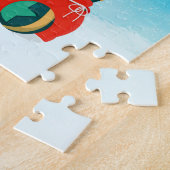 Sint Bernard in sneeuw met kerstcadeaus Legpuzzel (Zijkant)