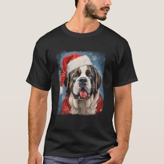 sint bernard kerstboom hond sinterklaascadeaus vro t-shirt (Voorkant)