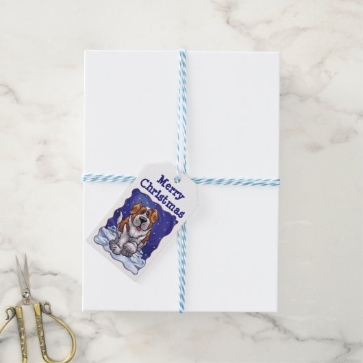 Sint-Bernard kerstcadeautags Cadeaulabel (Met Touw)