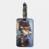 Sint-Bernard Kerstfeestseizoen Bagagelabel (Achterkant verticaal)