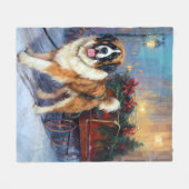 Sint-Bernard Kerstfeestseizoen Fleece Deken (Voorkant (Horizontaal))