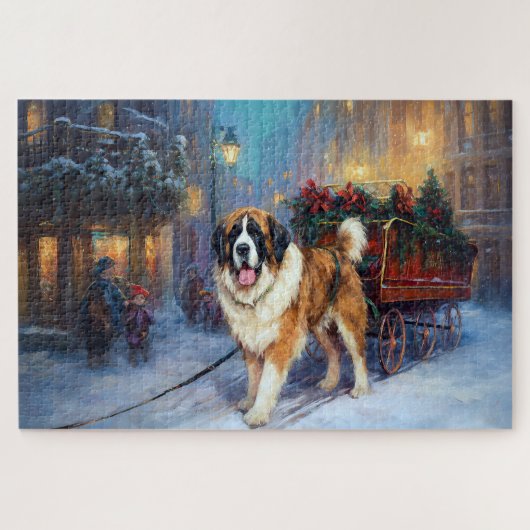 Sint-Bernard Kerstfeestseizoen Legpuzzel (Horizontaal)