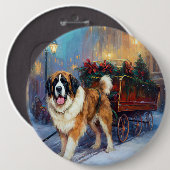 Sint-Bernard Kerstfeestseizoen Ronde Button 6,0 Cm (Voorkant /achterkant)