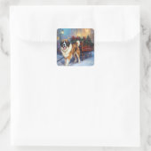 Sint-Bernard Kerstfeestseizoen Vierkante Sticker (Tas)