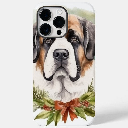 Sint Bernard Kerstkrans Feestelijke Pup Case-Mate iPhone Case (Achterkant)