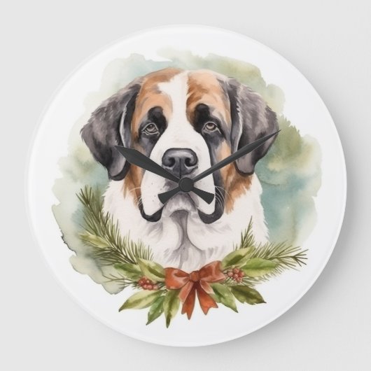 Sint Bernard Kerstkrans Feestelijke Pup Grote Klok (Voorkant)