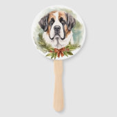 Sint Bernard Kerstkrans Feestelijke Pup Handwaaier (Achterkant)