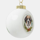 Sint Bernard Kerstkrans Feestelijke Pup Keramische Bal Ornament (Links)