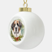 Sint Bernard Kerstkrans Feestelijke Pup Keramische Bal Ornament (Rechts)
