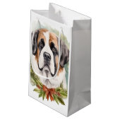 Sint Bernard Kerstkrans Feestelijke Pup Klein Cadeauzakje (Achterkant Gekanteld)