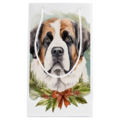 Sint Bernard Kerstkrans Feestelijke Pup Klein Cadeauzakje (Voorkant)