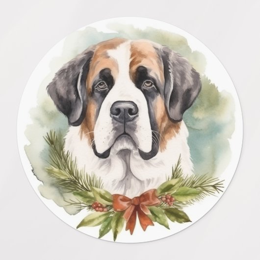 Sint Bernard Kerstkrans Feestelijke Pup Labels (Design 2)