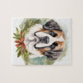 Sint Bernard Kerstkrans Feestelijke Pup Legpuzzel (Horizontaal)