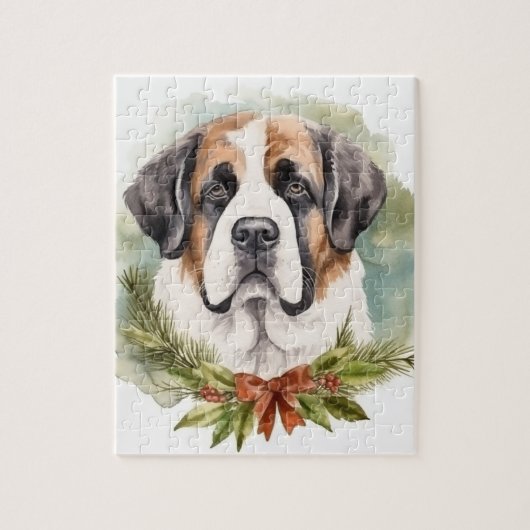 Sint Bernard Kerstkrans Feestelijke Pup Legpuzzel (Verticaal)