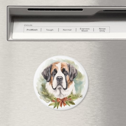 Sint Bernard Kerstkrans Feestelijke Pup Magneet (Insitu (Vaatwasser))