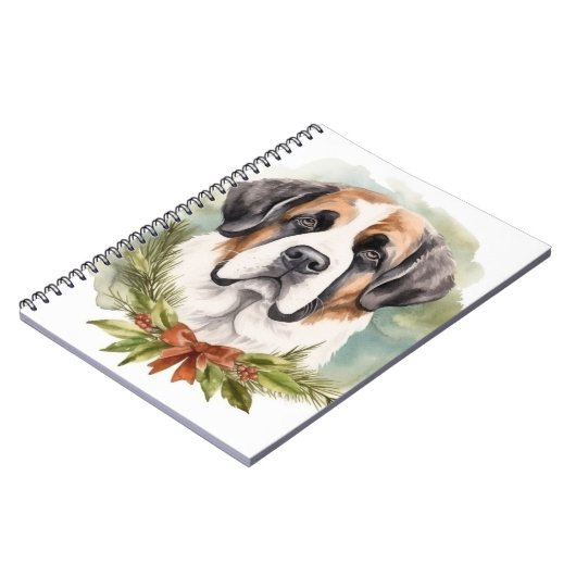 Sint Bernard Kerstkrans Feestelijke Pup Notitieboek (Linkerzijde)