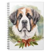 Sint Bernard Kerstkrans Feestelijke Pup Notitieboek (Voorkant)