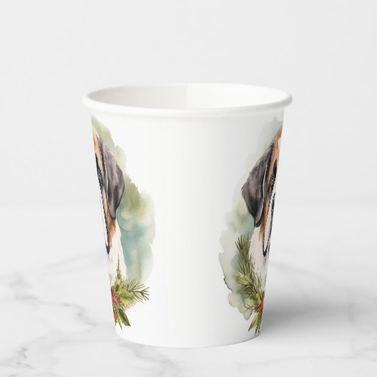 Sint Bernard Kerstkrans Feestelijke Pup Papieren Bekers (Links)