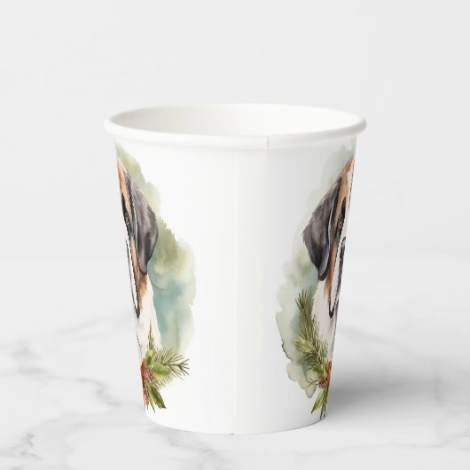 Sint Bernard Kerstkrans Feestelijke Pup Papieren Bekers (Rechts)