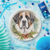 Sint Bernard Kerstkrans Feestelijke Pup Papieren Bordje (Feest)