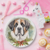 Sint Bernard Kerstkrans Feestelijke Pup Papieren Bordje (Feest)