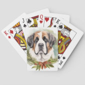 Sint Bernard Kerstkrans Feestelijke Pup Pokerkaarten (Achterkant)