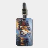 Sint Bernard Kerstmis Feestelijk Seizoen Bagagelabel (Voorkant verticaal)