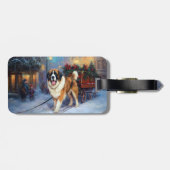 Sint Bernard Kerstmis Feestelijk Seizoen Bagagelabel (Achterkant horizontaal)