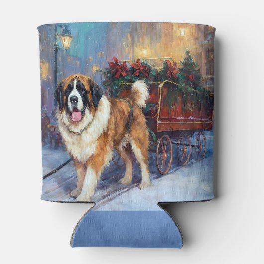 Sint Bernard Kerstmis Feestelijk Seizoen Blikjeskoeler (Achterkant)