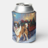 Sint Bernard Kerstmis Feestelijk Seizoen Blikjeskoeler (Blikje Achterkant)