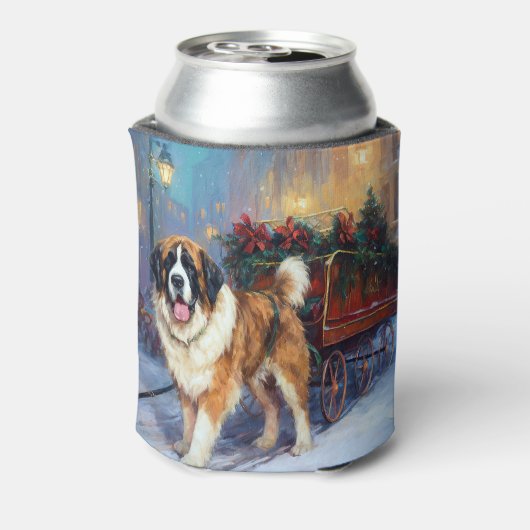 Sint Bernard Kerstmis Feestelijk Seizoen Blikjeskoeler (Blikje Achterkant)