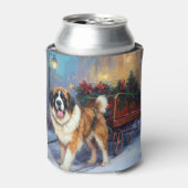 Sint Bernard Kerstmis Feestelijk Seizoen Blikjeskoeler (Blikje Voorkant)