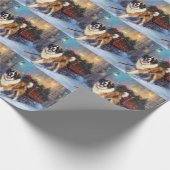 Sint Bernard Kerstmis Feestelijk Seizoen Cadeaupapier (Hoek)