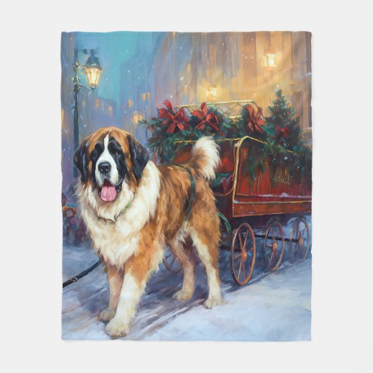 Sint Bernard Kerstmis Feestelijk Seizoen Fleece Deken (Voorkant)