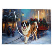 Sint Bernard Kerstmis Feestelijk Seizoen Groot Cadeauzakje (Achterkant)