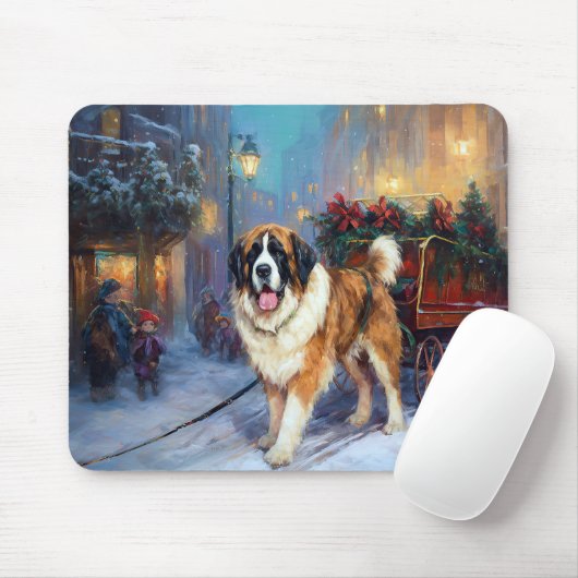 Sint Bernard Kerstmis Feestelijk Seizoen Muismat (Met muis)